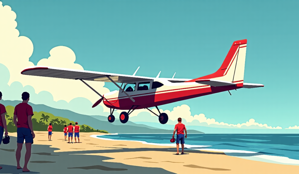 Young Pilot Executes Dramatic Crash Landing Near Boca Raton Beach — AI-generated editorial illustration