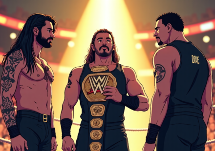 Lucha Bros Duo Set to Face Roman Reigns in WWE Title Match — AI-generated editorial illustration