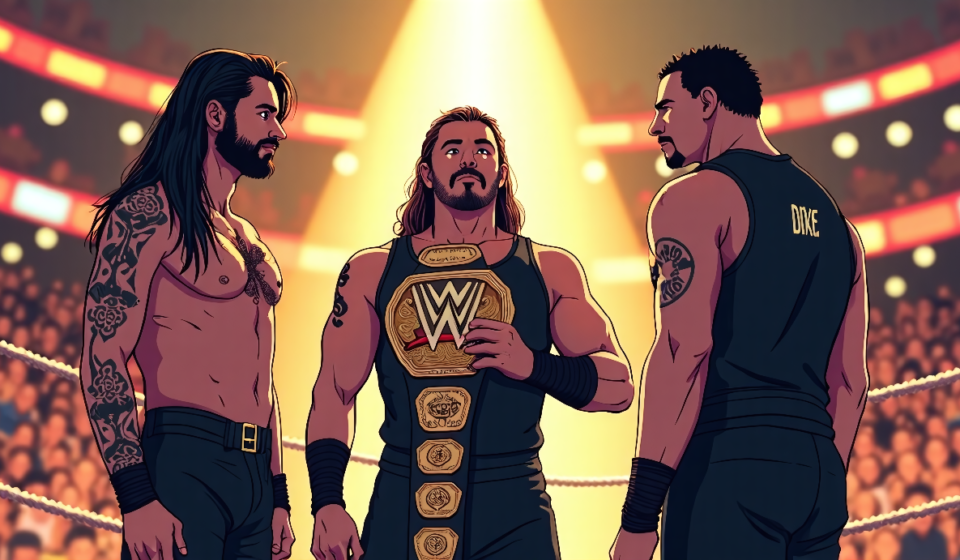 Lucha Bros Duo Set to Face Roman Reigns in WWE Title Match — AI-generated editorial illustration