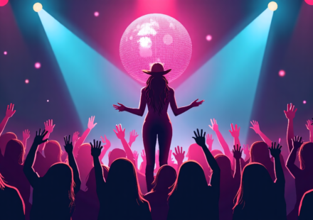 Kacey Musgraves Launches Tour with Disco Ball Stagecraft — AI-generated editorial illustration
