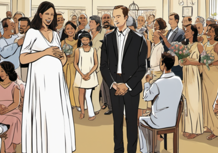 Pregnant Alex Cooper Turns Heads at Brother Grant’s Wedding — AI-generated editorial illustration