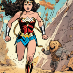 Sydney Sweeney Dons Wonder Woman for Fun Obstacle Course with Scooter Braun — AI-generated editorial illustration