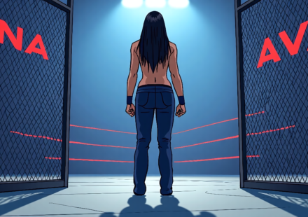 Bayley Turns Up at TNA Lockdown 2026: A WWE Star Behind the Scenes — AI-generated editorial illustration