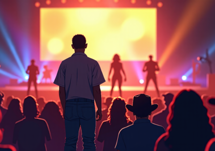 Drake Turns Up in Arkansas Crowd for Ella Langley’s Country Show — AI-generated editorial illustration