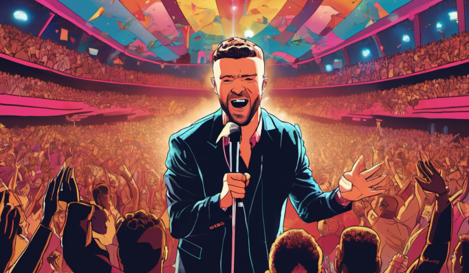 Justin Timberlake Surprises Don Toliver Fans in Miami — AI-generated editorial illustration