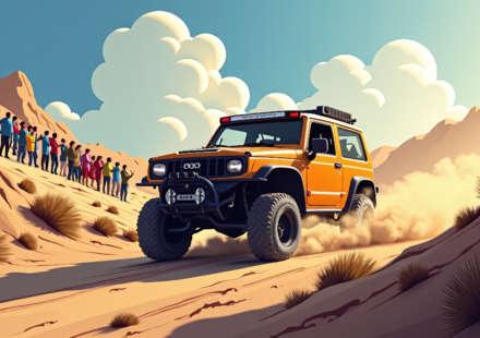 Stone Cold Steve Austin Crashes Off‑Road Race, Vehicle Damaged — AI-generated editorial illustration