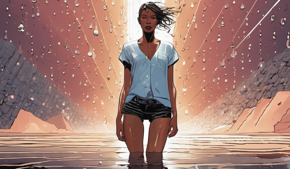Model’s Wet T-Shirt Reveal Sparks Guess‑Game Frenzy — AI-generated editorial illustration