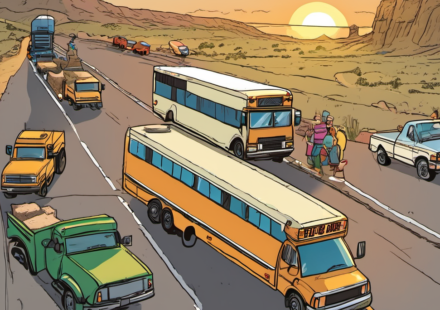 Buckcherry Tour Bus Crash: Three Separate Accidents Lead to Fatality — AI-generated editorial illustration
