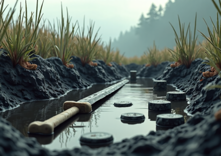 Bronze Age Hoard Discovered in Czech Wetland: Smashed Sword and Deformed Sickles — AI-generated editorial illustration