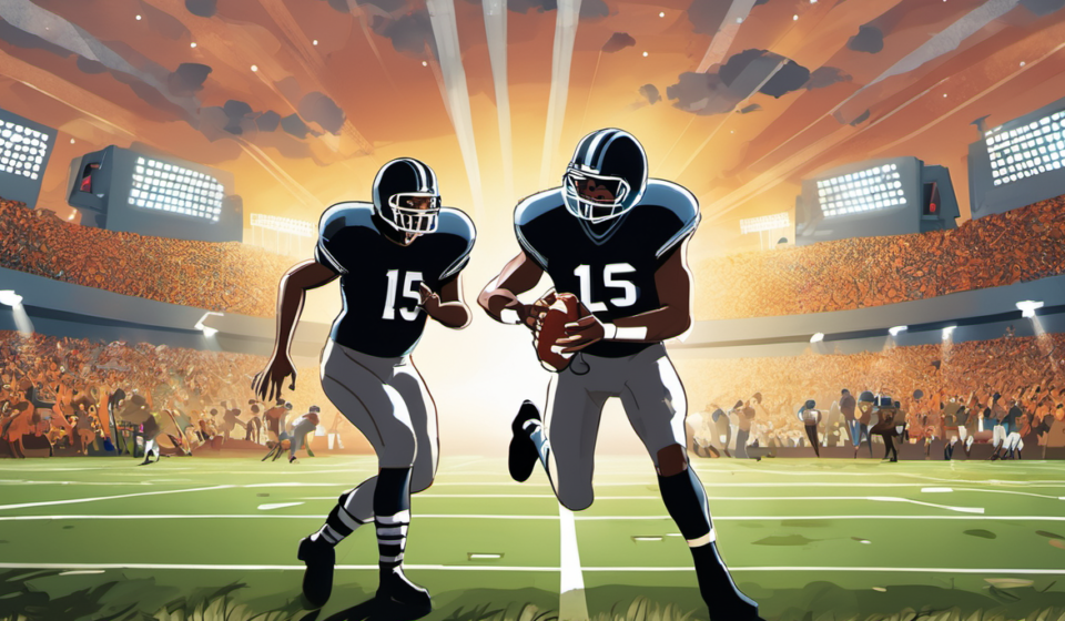 Fernando Mendoza Emerges as Raiders’ Top QB, Rams Eye Backup Options — AI-generated editorial illustration