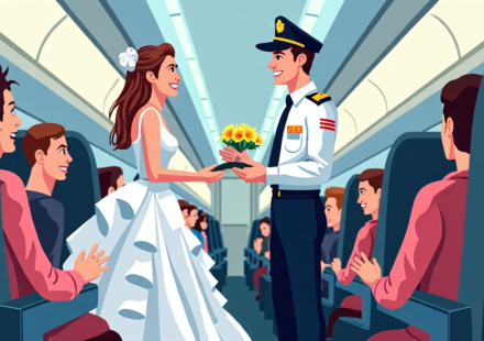 Mid‑Air Wedding: Pilot Marries Couple at 35,000 Feet — AI-generated editorial illustration