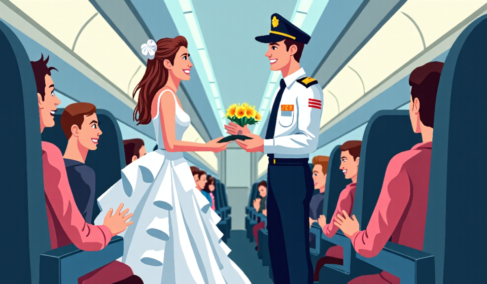 Mid‑Air Wedding: Pilot Marries Couple at 35,000 Feet — AI-generated editorial illustration