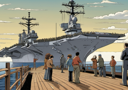 ICE Releases Father of U.S. Navy Sailor on USS Abraham Lincoln — AI-generated editorial illustration