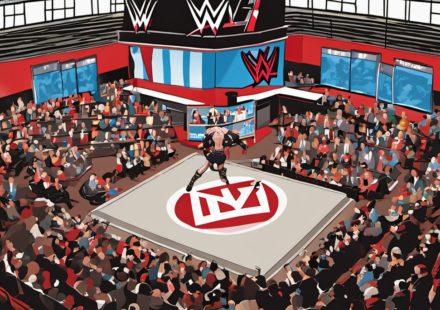 ESPN Denies Rumors of Ending WWE PLE Deal — AI-generated editorial illustration