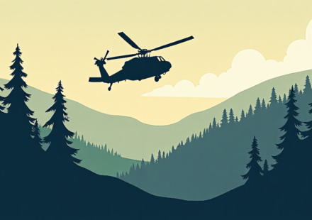Black Hawk Helicopter Makes Unplanned Landing in Colorado Foothills — AI-generated editorial illustration