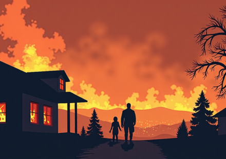 Reno Residents Face Uncertain Future After Devastating Hawk Fire — AI-generated editorial illustration