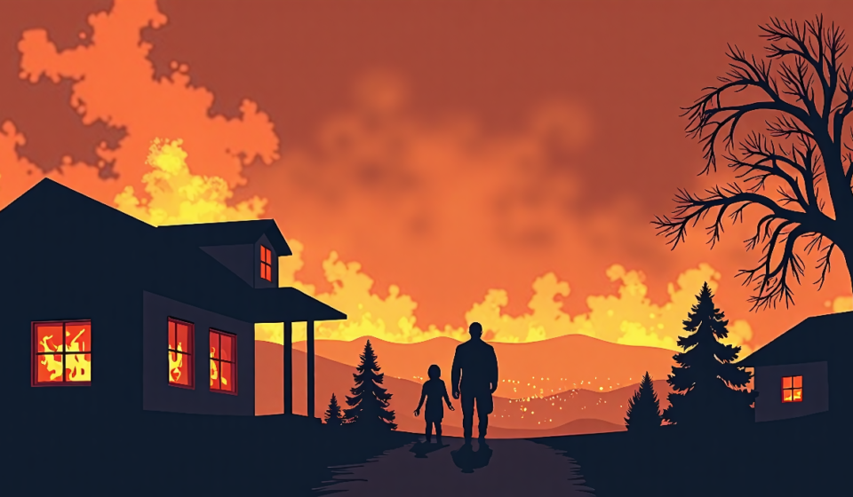 Reno Residents Face Uncertain Future After Devastating Hawk Fire — AI-generated editorial illustration
