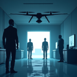 Former Russian Diplomat Warns UK Drone Factories Face Unknown Threats — AI-generated editorial illustration