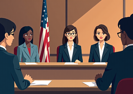 Prosecutor Warns Jury Women May Challenge Postpartum Defense — AI-generated editorial illustration