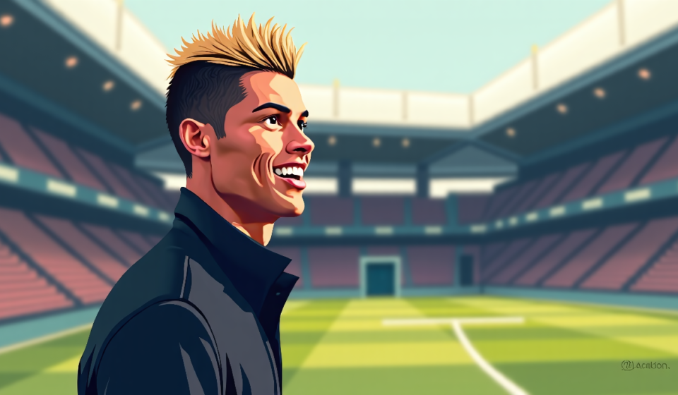 Cristiano Ronaldo Debuts Blonde Hair, Fans Think He Could Join a Boy Band — AI-generated editorial illustration