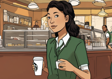 North West Reveals She Wants to Work at Starbucks Next Year — AI-generated editorial illustration