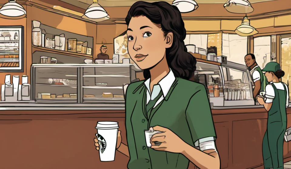 North West Reveals She Wants to Work at Starbucks Next Year — AI-generated editorial illustration