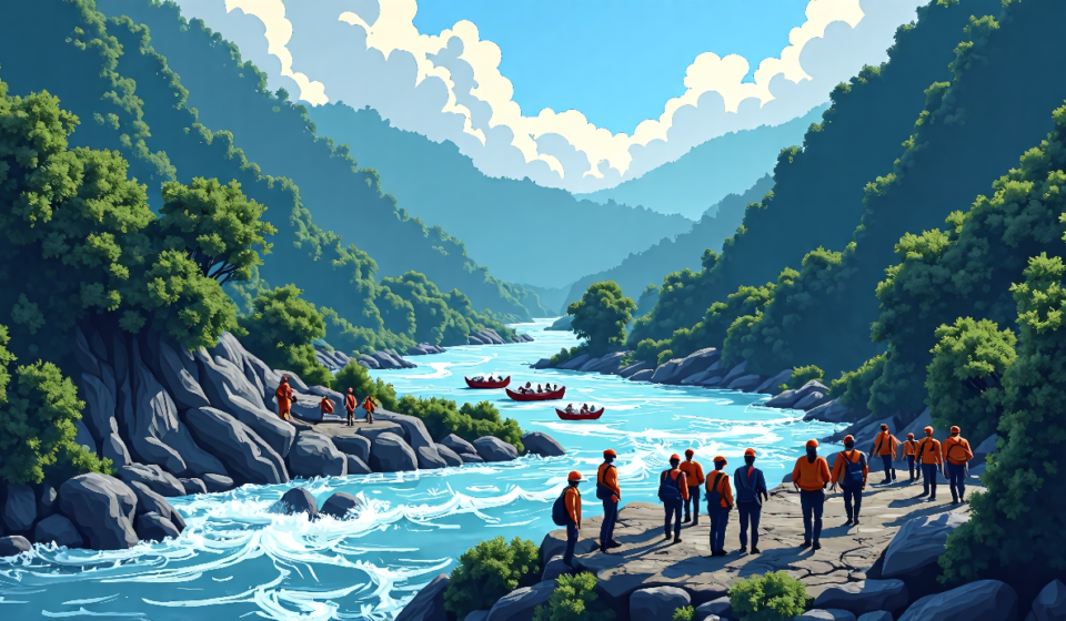 Nearly 400 Tourists Missing After Nepal Flash Flood, Including Americans — AI-generated editorial illustration