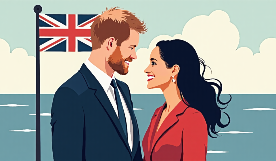 Prince Harry and Meghan Return to the U.K. After Six Years — AI-generated editorial illustration