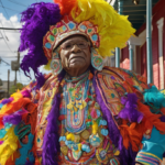 The Ancient Art of Mardi Gras Indian Suit-Making — AI-generated editorial illustration