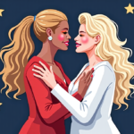 Beyoncé Pays Tribute to Dolly Parton on Her Website — AI-generated editorial illustration