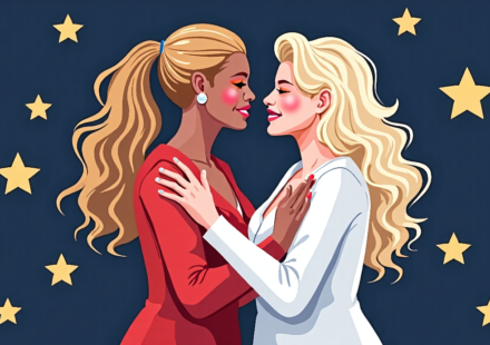 Beyoncé Pays Tribute to Dolly Parton on Her Website — AI-generated editorial illustration