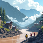 Hundreds Missing After Nepal‑Tibet Floods, Mudflows Sweep Border Communities — AI-generated editorial illustration