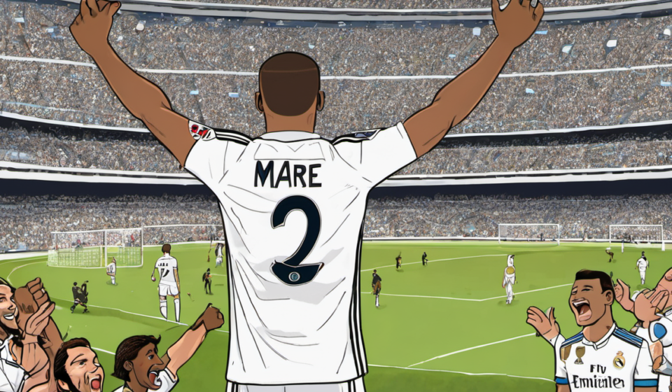 Mbappé Shines With Hat‑Trick as Real Madrid Beat Real Sociedad — AI-generated editorial illustration