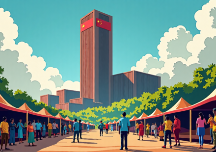 US Counters China as Beijing’s Shock Wave Hits African Economies — AI-generated editorial illustration