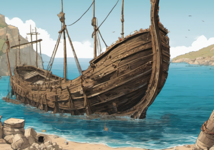 Ancient Amphorae Discovered in 2,400-Year-Old Shipwreck off Andros — AI-generated editorial illustration