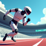 China’s Humanoid Robot Breaks Usain Bolt’s 100‑Meter Record — AI-generated editorial illustration