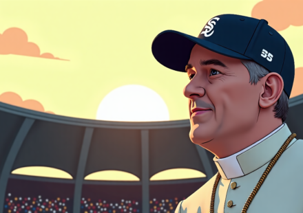 White Sox Gift Pope Leo XIV a Team‑Themed Cap in Chicago — AI-generated editorial illustration