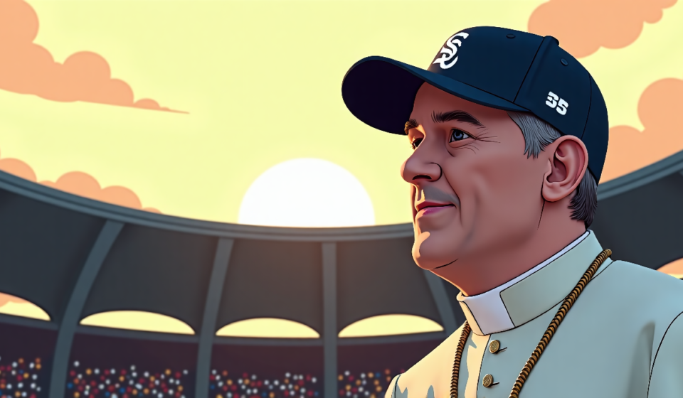 White Sox Gift Pope Leo XIV a Team‑Themed Cap in Chicago — AI-generated editorial illustration