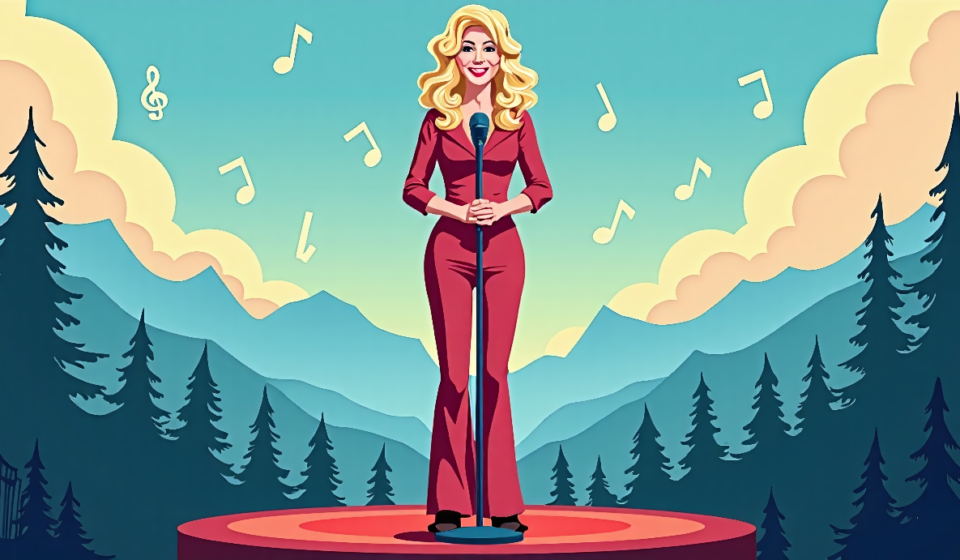 Dolly Parton: From Smoky Mountains to Global Glamour — AI-generated editorial illustration