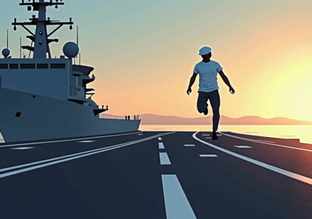Navy Sailor Faces Discipline After Jumping Off USS Abraham Lincoln — AI-generated editorial illustration