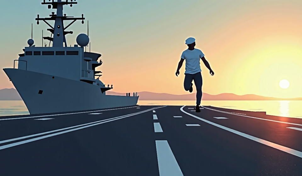 Navy Sailor Faces Discipline After Jumping Off USS Abraham Lincoln — AI-generated editorial illustration