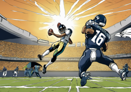 Simpson Shines as Seahawks Extend Star, Gabriel Struggles — AI-generated editorial illustration