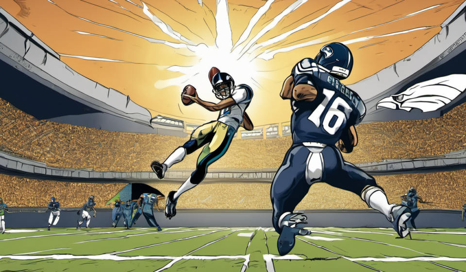 Simpson Shines as Seahawks Extend Star, Gabriel Struggles — AI-generated editorial illustration