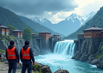 Rescue Efforts Halted as New Lake Threatens Himalayan Flooding — AI-generated editorial illustration