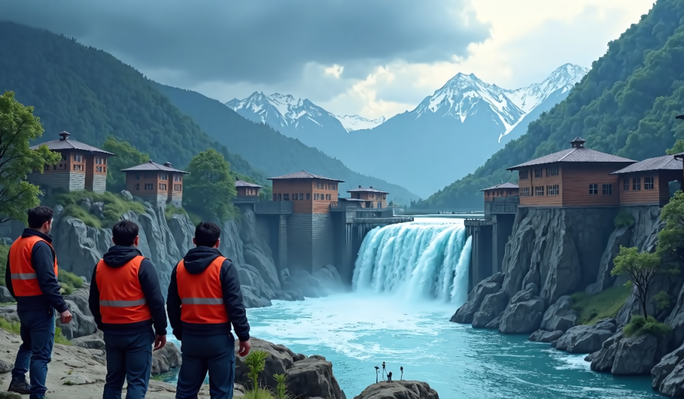 Rescue Efforts Halted as New Lake Threatens Himalayan Flooding — AI-generated editorial illustration