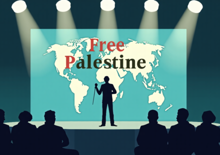 Oscars 2026: FCC Receives Complaints Over Bardem’s ‘Free Palestine’ Speech — AI-generated editorial illustration