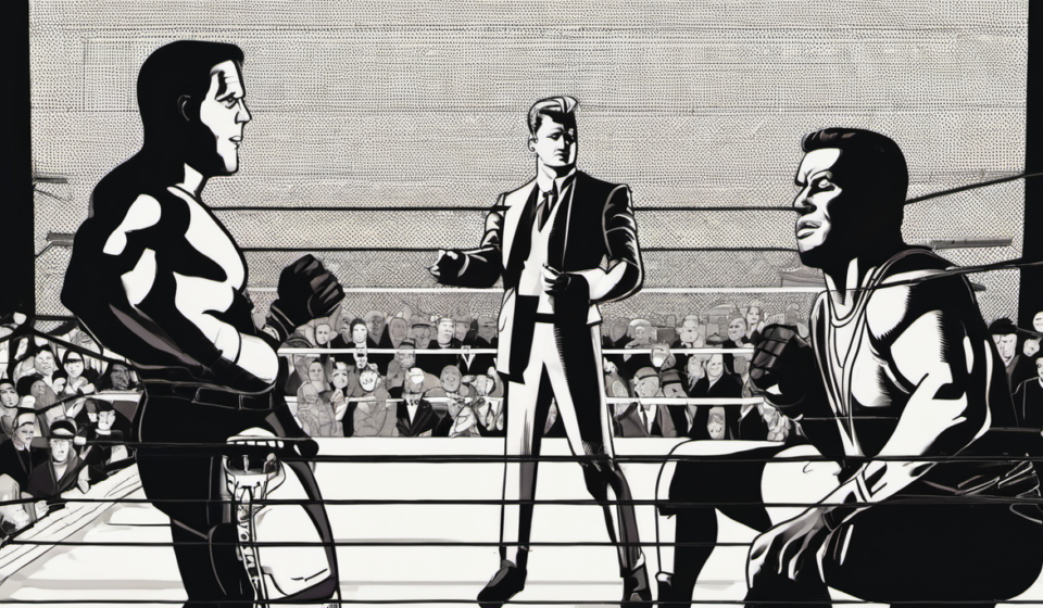 MJF Spotlights Four Rising AEW Stars Ahead of All In: London — AI-generated editorial illustration