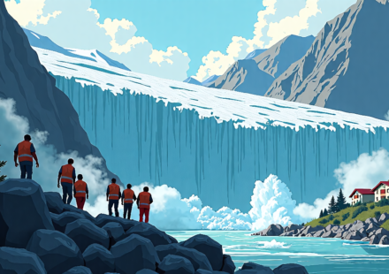 Glacier Collapse Sparks Floods, 1,200 Still Missing in Nepal — AI-generated editorial illustration