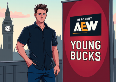 Nick Jackson Reflects on The Young Bucks’ Rise Ahead of AEW All In London — AI-generated editorial illustration