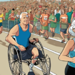 Couple Tackles Marathons Together—One on Foot, One in a Racing Wheelchair — AI-generated editorial illustration